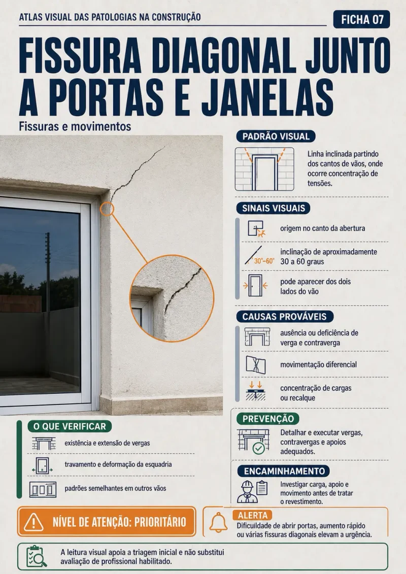 Prévia 3 do Manual da Obra: fissura diagonal junto a portas e janelas